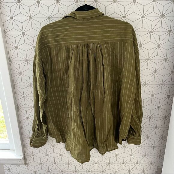 Free People Olive Stripe Oversized Top - Picture 4 of 5